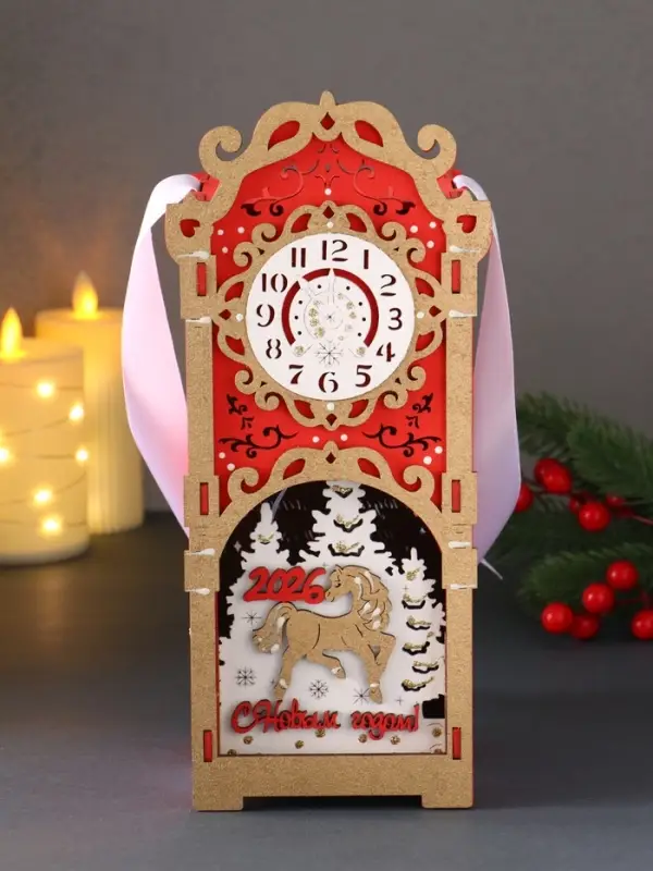 Шкатулка "Лошадка 2026" с сувениром, 12х10х27, красный