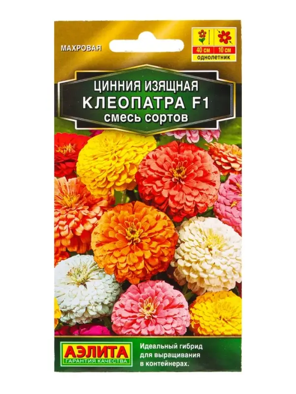 Семена цветов Цинния Клеопатра F1, смесь сортов  Золотая серия, Ц/П,12 шт.