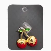 Брошь "Вишня заливная", цвет красно-зелёный в золоте