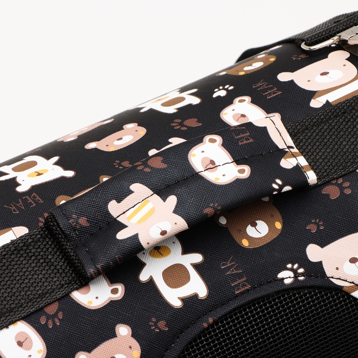 Сумка-переноска каркасная Сумка-переноска каркасная "Медвежонки", размер M, 40 х 21 х 27 см, чёрный