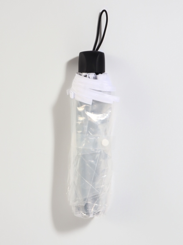 Зонт мех R48/53 8сп 3 сл ПВХ ОДНОТОН круглая ручка белый шильд QF