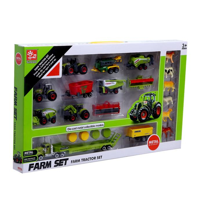 Набор металлических тракторов &laquo;Ферма&raquo;, с животными, МИКС