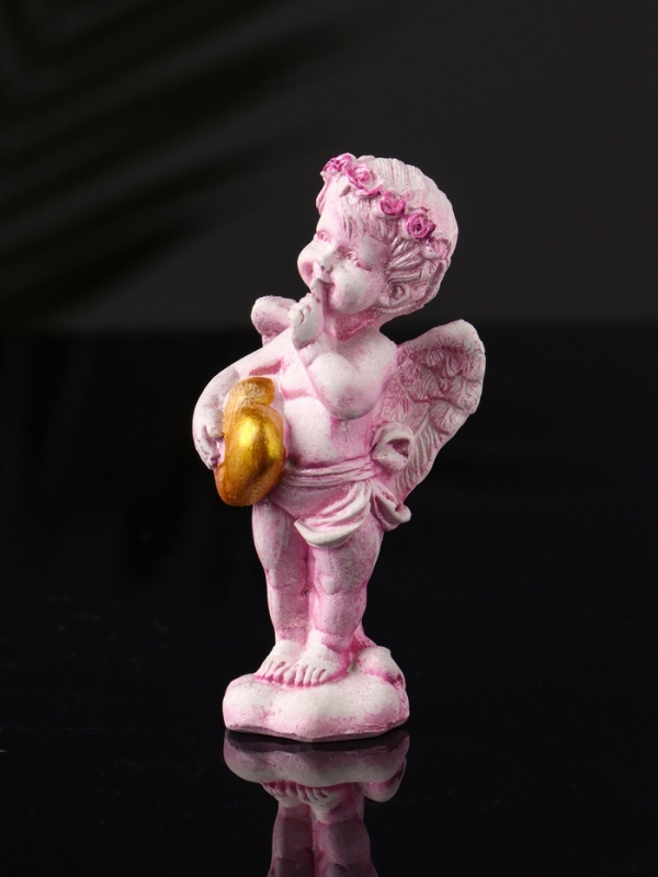 Фигура "Ангел с сердцем" 8,5х3,5 см, розовый