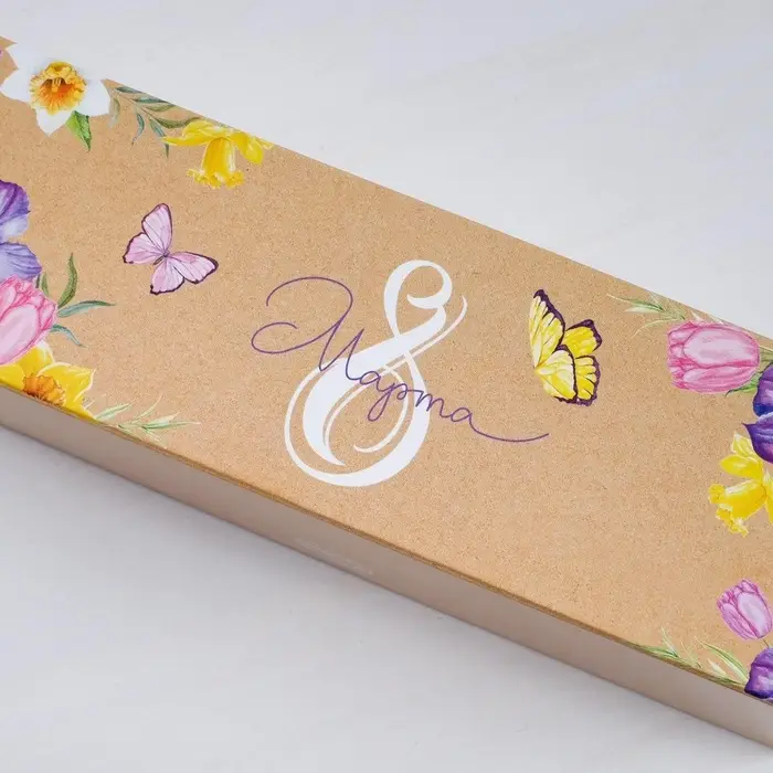 Коробка для макарун, кондитерская упаковка, &laquo;8 марта&raquo; 18 х 5.5 х 5.5 см