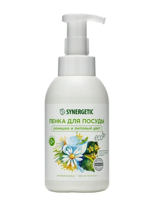 Пенка для мытья посуды Synergetic &laquo;Ромашка и липовый цвет&raquo;, 500 мл