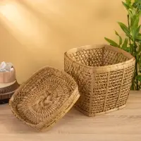 Корзина плетёная "Баскет" бамбук 27х27х37 см, светлая