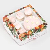 Коробка для капкейков и бенто-торта &laquo;Счастья в Новом году&raquo;, венок 25 х 25 х 10 см