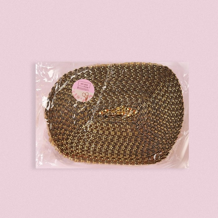 Лента с имитацией страз, 4 см, 9 &plusmn; 1 м, цвет золотой