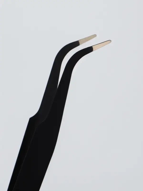 Пинцет для наращивания ресниц, загнутый, L - изгиб, 10 см, чёрный