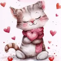 Пакет подарочный вертикальный &laquo;Сердечный котик&raquo;, S 12&times;15&times;5.5 см