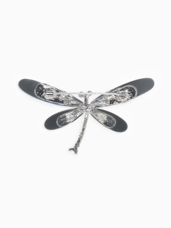 Брошь &laquo;Стрекоза&raquo;, граненые крылья, цвет синий в серебре