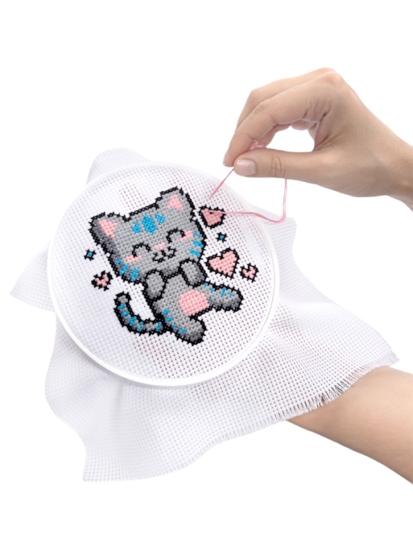 Набор для творчества. Вышивка "Счастливый котик" (с пяльцами) 05622