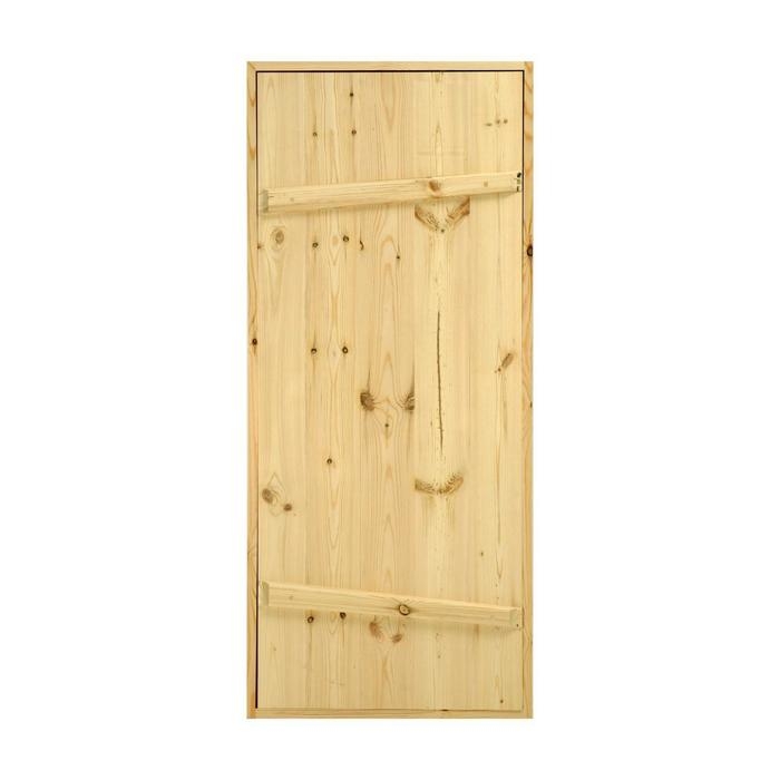 Дверной блок для бани, 160×70см, из сосны, на клиньях, массив, Дверной блок для бани, 160×70см, из сосны, на клиньях, массив, "Добропаровъ"