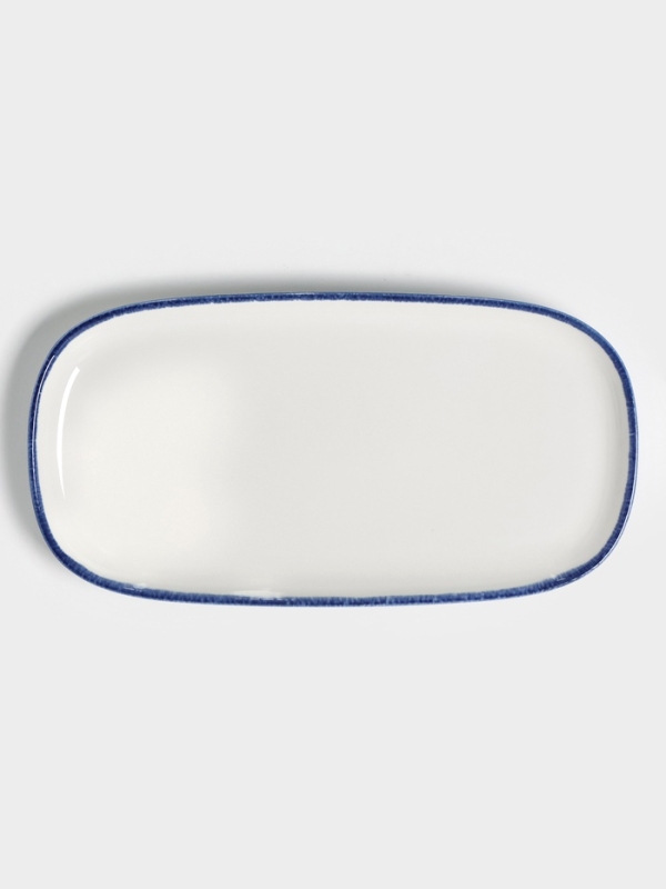 Блюдо овальное Blue Lagoon Magistro 34.5 см, белое, синий