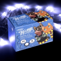 Гирлянда &laquo;Нить&raquo; 2 м, IP20, прозрачная нить, 20 LED, свечение белое, 2 режима, AAх3