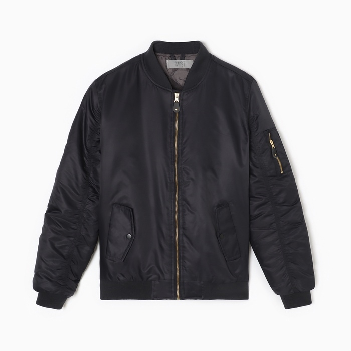 Бомбер мужской на молнии MIST, размер 50, черный Бомбер мужской на молнии MIST, размер 50, черный