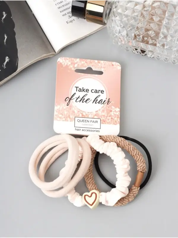 Резинка для волос QF &laquo;Жанет&raquo;, набор 5 шт., нежность, 5 см