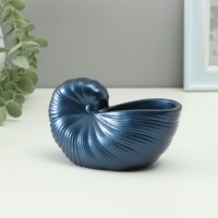 Гипсовая ваза декоративная настольная &laquo;Ракушка&raquo;, для цветов, сухоцветов, 8&times;13х7см, тёмно-синий