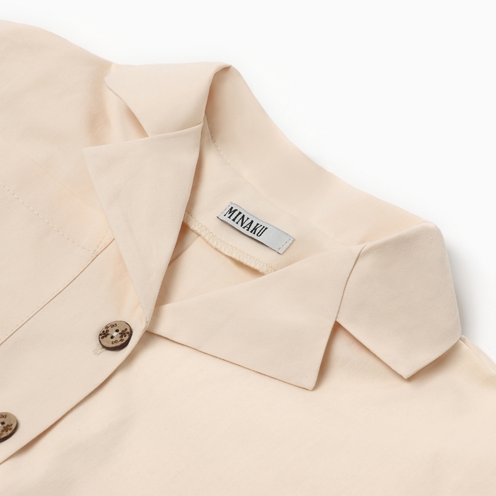 Костюм для девочки (Рубашка и шорты) MINAKU, цвет молочный, рост 134 см