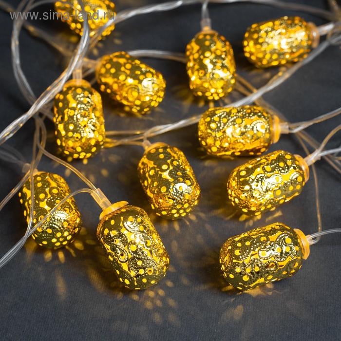 Гирлянда &laquo;Нить&raquo; 4 м с насадками &laquo;Фонарик&raquo;, IP20, прозрачная нить, 20 LED, свечение тёплое белое, 8 режимов, 220 В