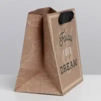 Пакет подарочный крафтовый квадратный, упаковка, &laquo;Follow&raquo;, 14 х 14 х 9 см