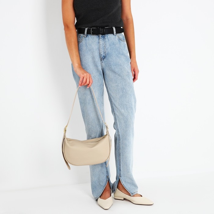 Сумка-багет на молнии, цвет бежевый