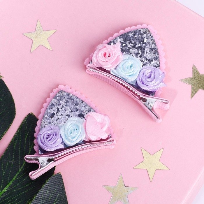 Заколки для волос ушки &laquo;Моей кошечке&raquo;, 2 шт, 5 х 5 см