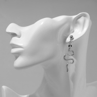 Новый год! Символ года 2025! Серьги висячие &laquo;Змея&raquo; мини, цвет чёрный в серебре