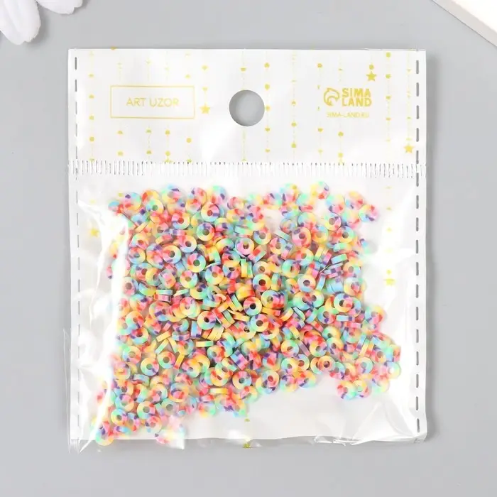 Бусины для творчества PVC "Колечки разноцветные фишки" набор &asymp; 330 шт 0,1х0,4х0,4 см