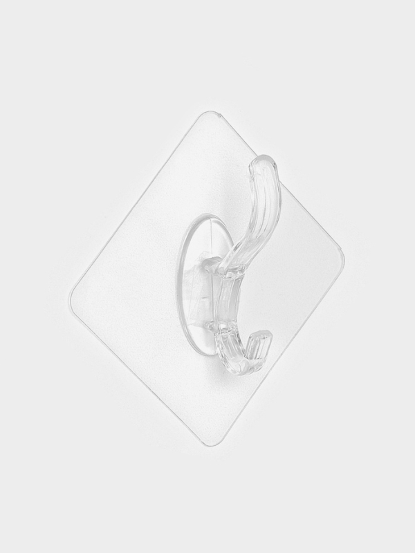 Крючки самоклеящиеся настенные прозрачные, с двойным крюком, 5,6х5,6 см, 10 шт