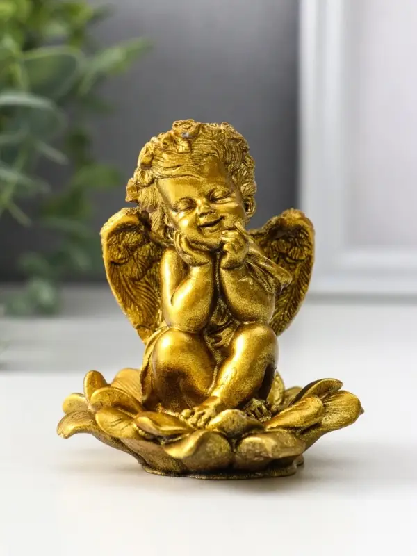 Фигура &laquo;Ангел на цветке&raquo;, 8.5&times;7.5&times;7 см, золото