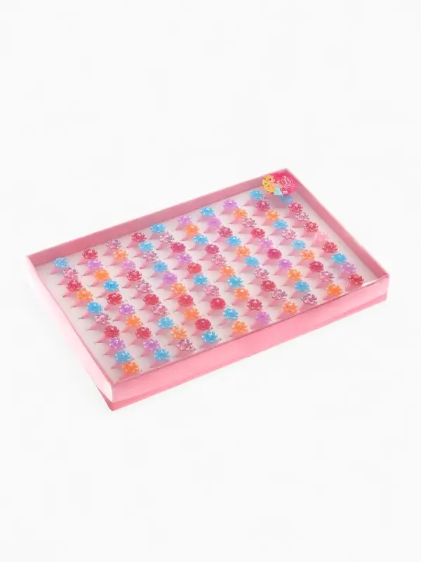 Кольцо Выбражулька &laquo;Цветочки&raquo;, блеск, безразмерное, фасовка 100 шт., МИКС