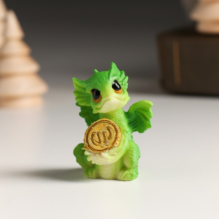 Сувенир полистоун "Лесной дракончик с золотом" МИКС 2,5х2,5х4 см
