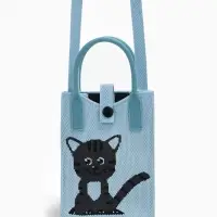 Сумка подр Коты, 12*4*17, отд на кнопке, дл ремень, голубой