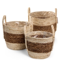 Набор кашпо "Инга" светло-бежевое, 20,5х25/25,5х28/27х33см