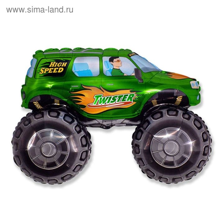 Шар фольгированный 12" &laquo;Внедорожник&raquo; для палочки, цвет зелёный