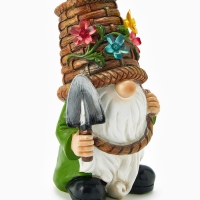 Садовая фигура "Гном с лопатой", 14х13.5х24 см, с подсветкой Садовая фигура "Гном с лопатой", 14х13.5х24 см, с подсветкой