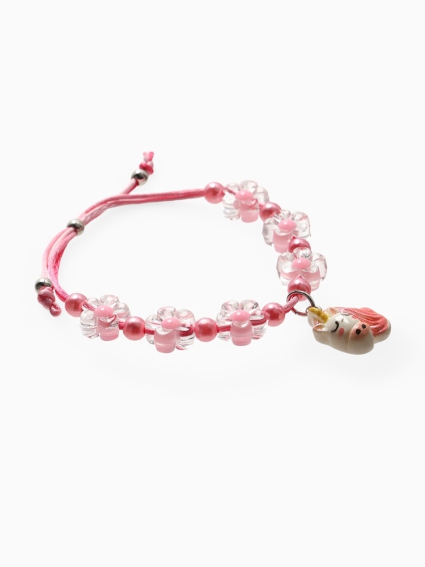 Браслет детский Браслет детский "Выбражулька" на затяжке, единорог с бусинами цветы, цветной