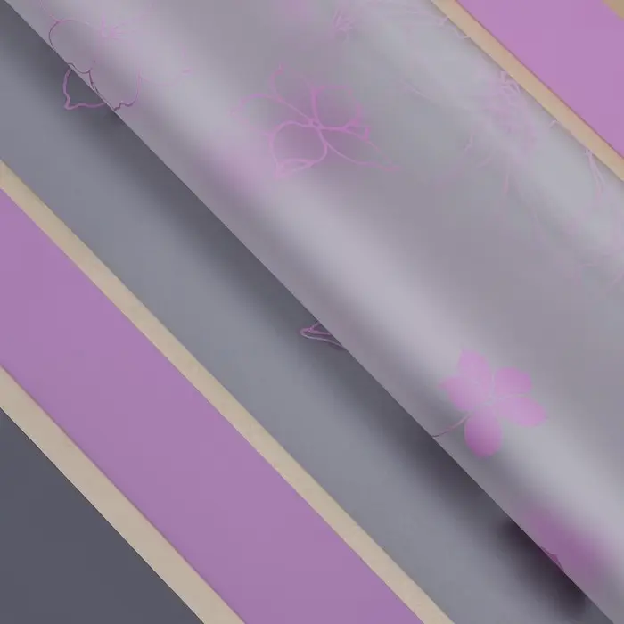 Пленка для цветов матовая, &laquo;Цветы с каймой&raquo;, 58&times;58 см, сиреневый
