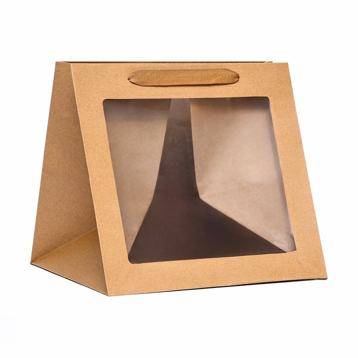 Пакет подарочный, крафт, с окном, 30 х 30 х 30 см