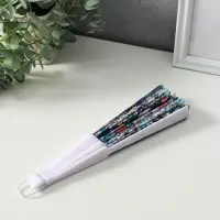 Веер пластик, текстиль "Котики. Цветочная абстракция" МИКС широкие лопасти 23 см