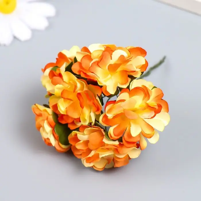 Декор для творчества "Пестрые цветы" МИКС, 9 см (1 набор=1 букету) в букете 6 цветков