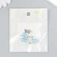 Декор для творчества металл, стразы "Динозаврик" серебро 0,2х1,1х1,8 см