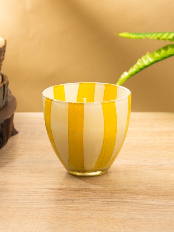 Свеча ароматическая в стеклянном подсвечнике 85 гр, синий муск