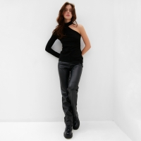 Лонгслив женский на одно плечо MINAKU: Basic line цвет чёрный, размер 40