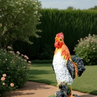 Садовая фигура из полистоуна &laquo;Петух на камне&raquo;, 42&times;32&times;13 см