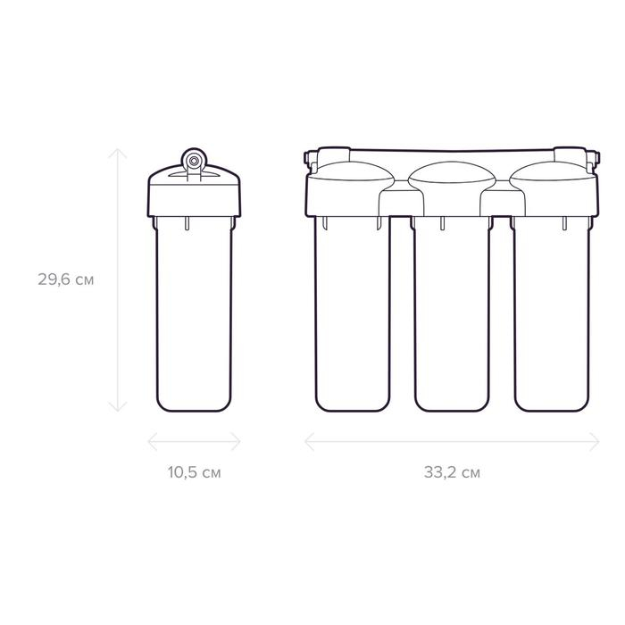 Система для фильтрации воды "Аквафор" Трио Норма, РР5/В510-02/В510-07, 3-х ступенчатый, с краном, 2 л/мин