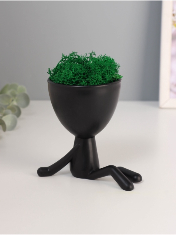 Кашпо пластиковое Кашпо пластиковое "Мистер Грин на чиле" 10*10,5*7,3 см черный