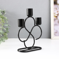 Подсвечник металл на 3 свечи "Завитки" d=2 см чёрный 14х6х16,5 см