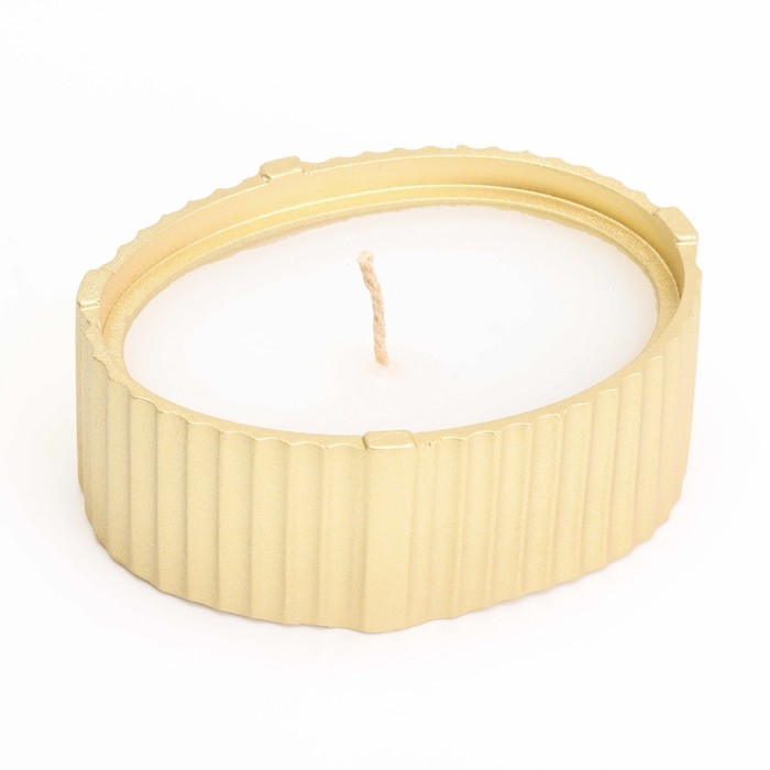 Свеча "Овал" в подсвечнике с узкими гранями, 9х6,5х4см, золото